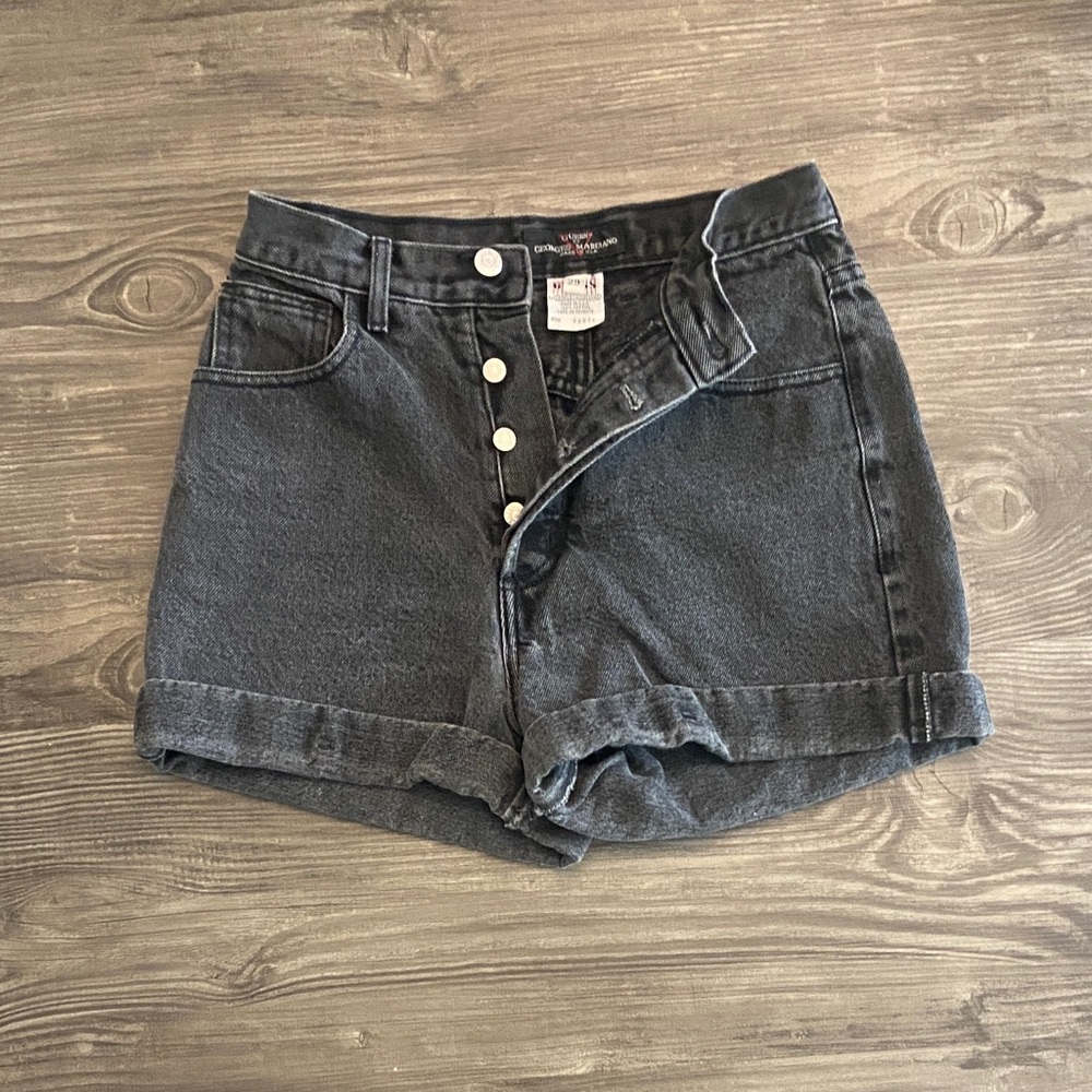 Guess Charcoal High-Waist Denim Shorts